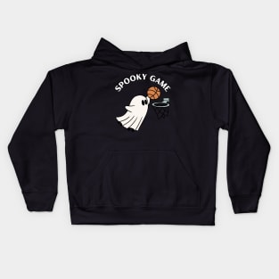 Spooky game, ghost playing basketball. Halloween Kids Hoodie